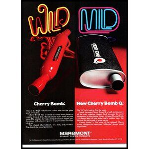 1977 Maremont Cherry Bomb Q Muffler Vintage Print Ad Mild Wild 70s Wall Art